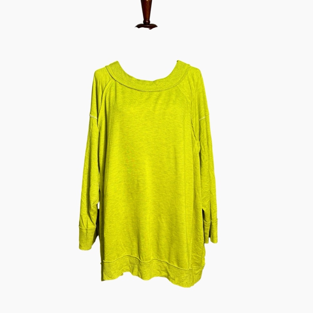 Free People Movement Lime Green Long Sleeve Oversized Slouchy Top Size Large